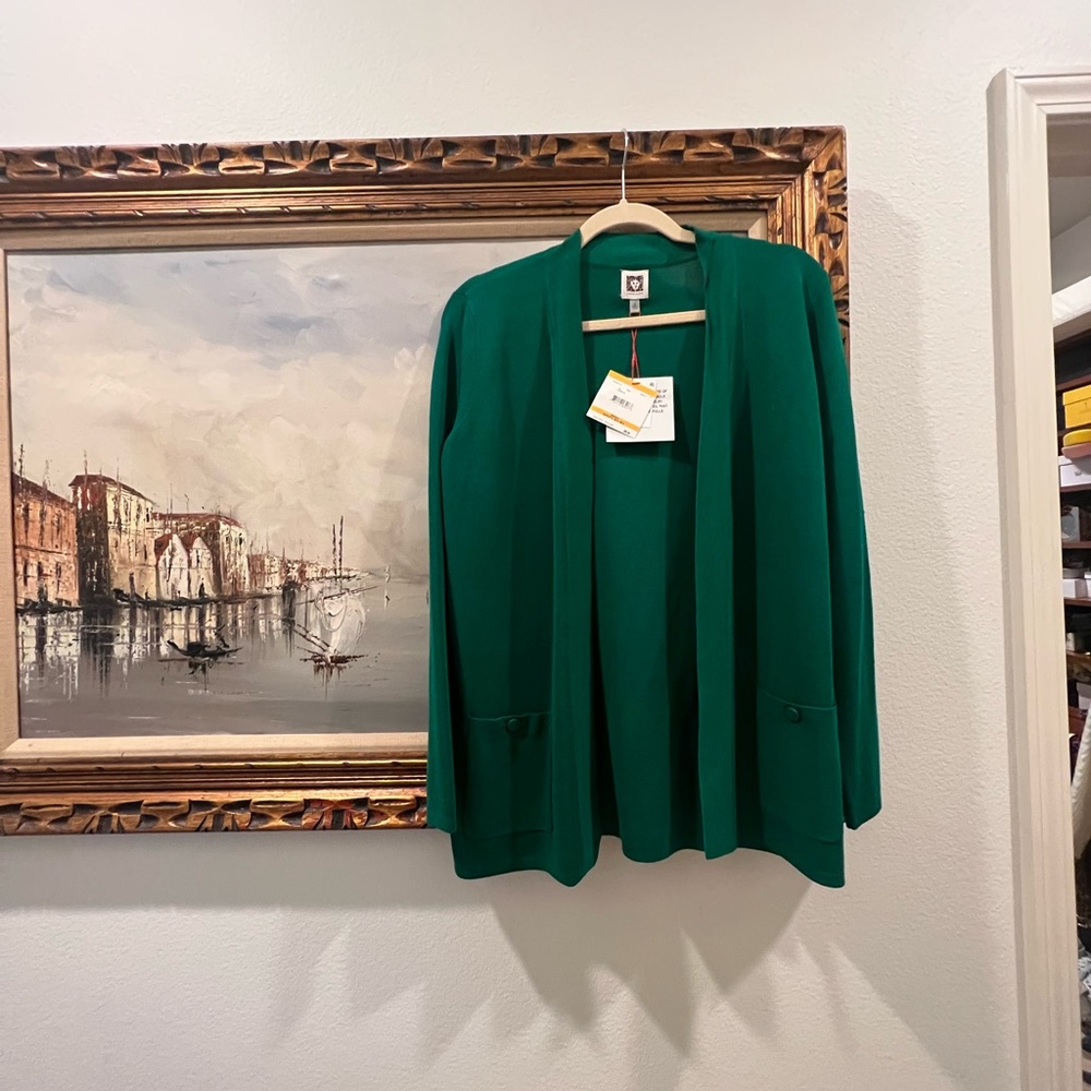 NWT Anne Klein Emerald Green Cardigan